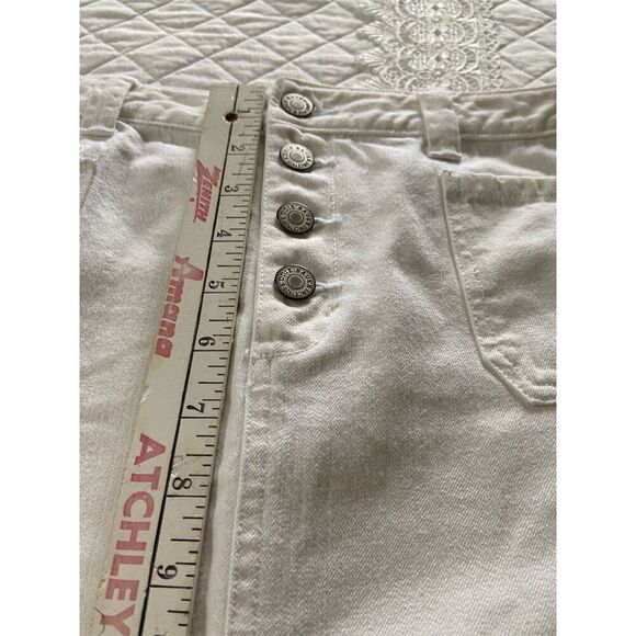 Eddie Bauer Denim Skirt Off White Button Fly Knee Length Skirt Size 6 - Picture 12 of 12